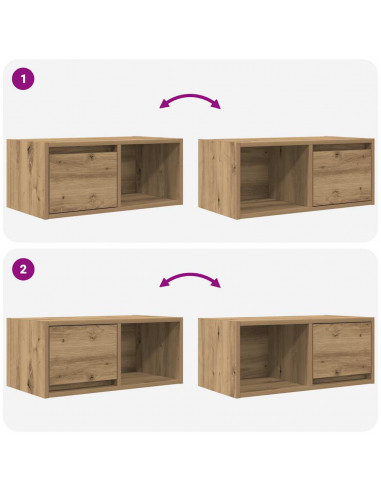 Mobile TV Rovere Artigianale 60x31x25,5 cm in Legno Multistrato