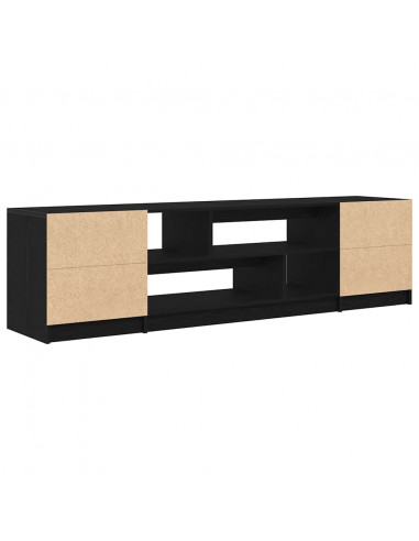 Mobile TV Rovere Nero 188,5x41x50 cm in Legno Multistrato