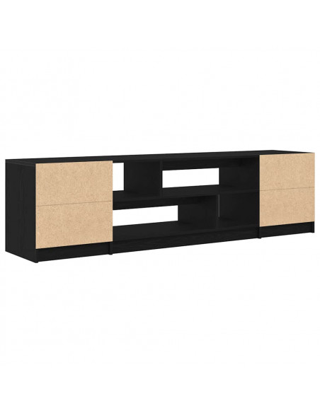 Mobile TV Rovere Nero 188,5x41x50 cm in Legno Multistrato