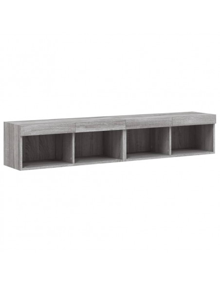 Mobili Porta TV con Luci LED 2 pz Grigio Sonoma 80x30x30 cm