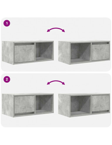 Mobili TV 2 pz Grigio Cemento 60x31x25,5cm in Legno Multistrato