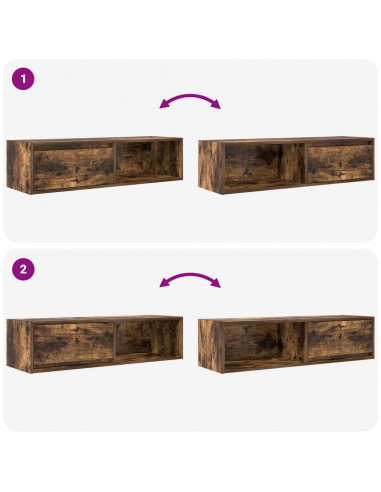 Mobili TV 2 pz Rovere Fumo 100x31x25,5 cm Legno Multistrato