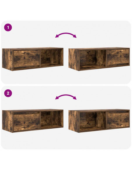 Mobili TV 2 pz Rovere Fumo 80x31x25,5 cm Legno Multistrato