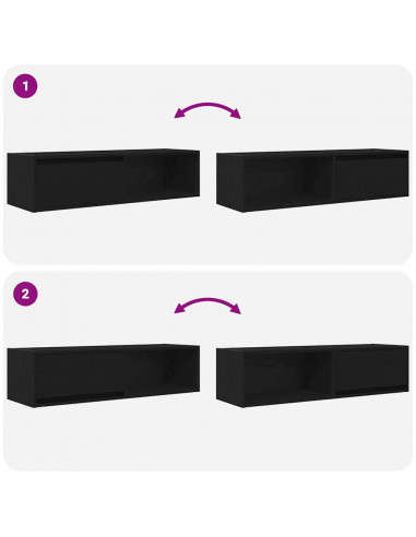 Mobili TV 2 pz Rovere Nero 100x31x25,5 cm in Legno Multistrato