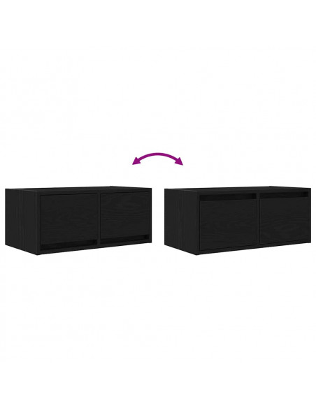 Mobili TV 2 pz Rovere Nero 60x31x25,5 cm in Legno Multistrato
