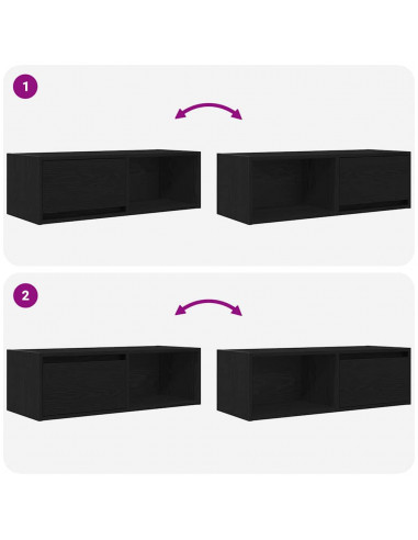 Mobili TV 2 pz Rovere Nero 80x31x25,5 cm in Legno Multistrato