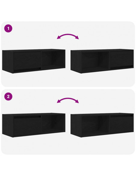 Mobili TV 2 pz Rovere Nero 80x31x25,5 cm in Legno Multistrato