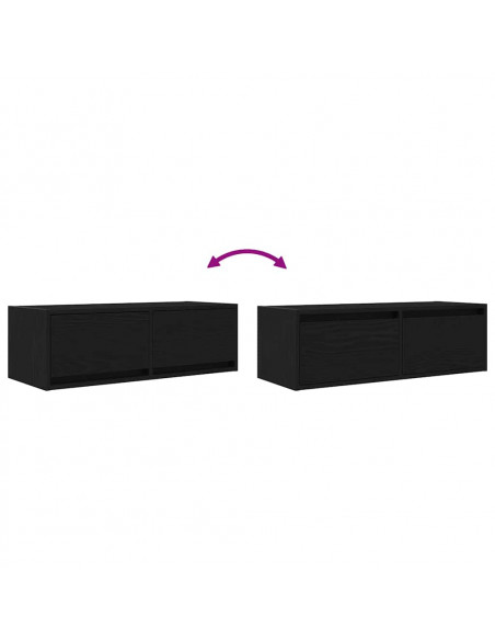 Mobili TV 2 pz Rovere Nero 80x31x25,5 cm in Legno Multistrato