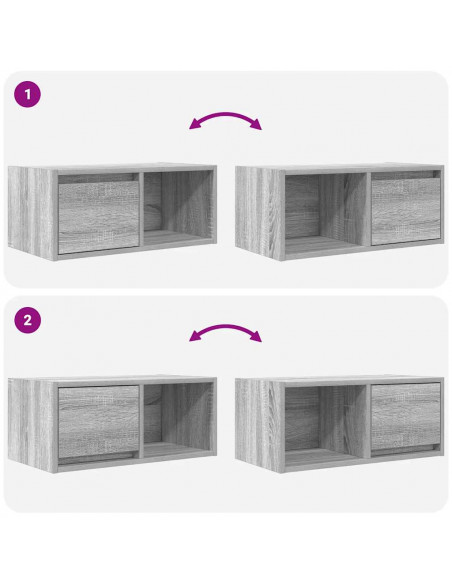 Mobili TV 2pz Grigio Sonoma 60x31x25,5 cm Legno Multistrato