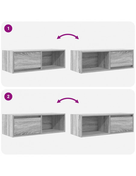 Mobili TV 2pz Grigio Sonoma 80x31x25,5 cm Legno Multistrato