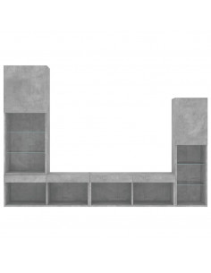 Mobili TV a Muro con LED 4pz Grigio Cemento Legno Multistrato 2