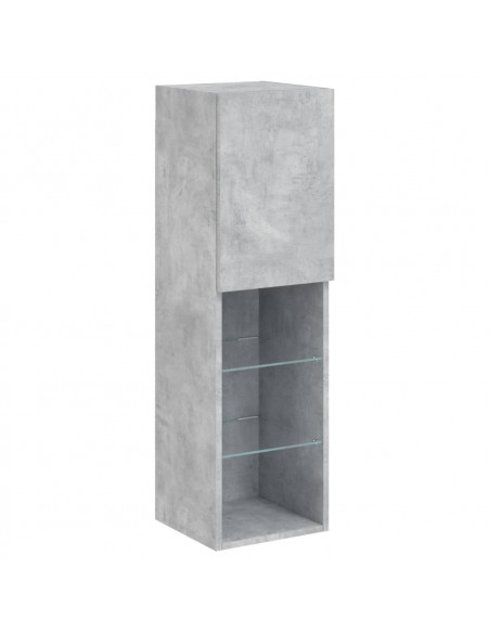 Mobili TV a Muro con LED 4pz Grigio Cemento Legno Multistrato