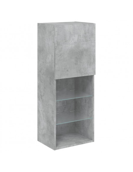 Mobili TV a Muro con LED 4pz Grigio Cemento Legno Multistrato