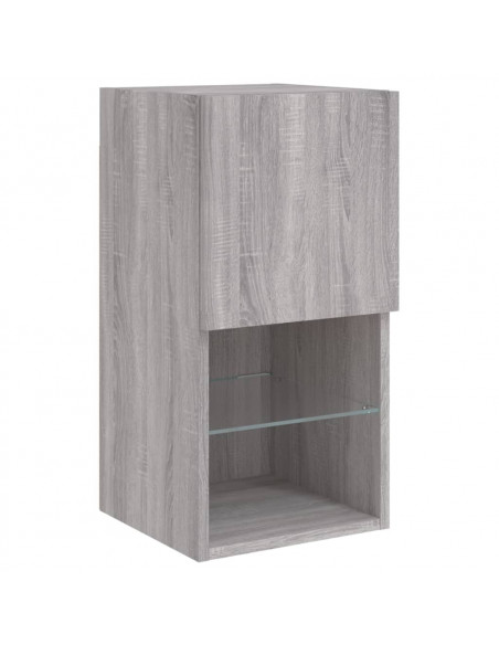 Mobili TV a Muro con LED 4pz Grigio Sonoma in Legno Multistrato