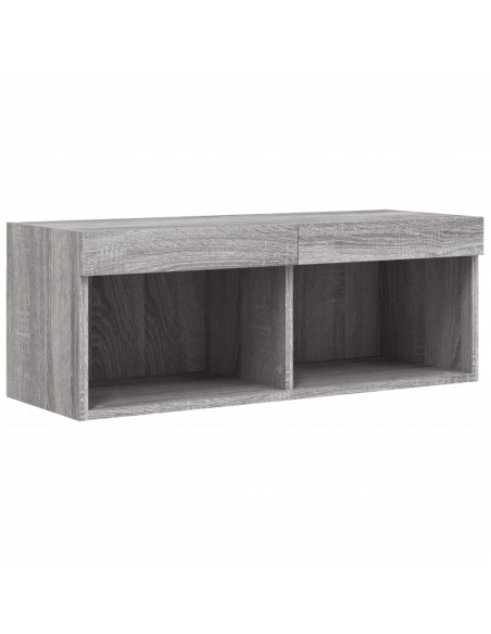 Mobili TV a Muro con LED 4pz Grigio Sonoma in Legno Multistrato
