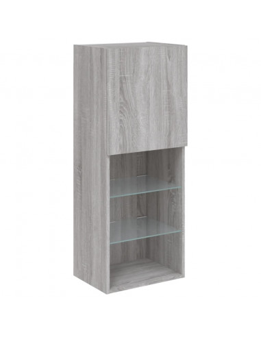 Mobili TV a Muro con LED 4pz Grigio Sonoma in Legno Multistrato