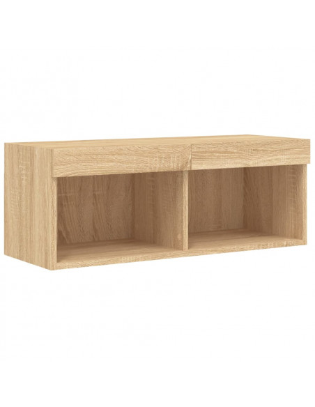 Mobili TV a Muro con LED 4pz Rovere Sonoma Legno Multistrato