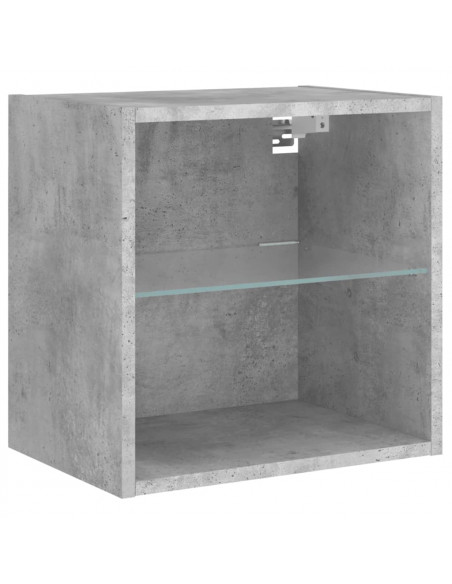 Mobili TV a Muro con LED 8pz Grigio Cemento Legno Multistrato