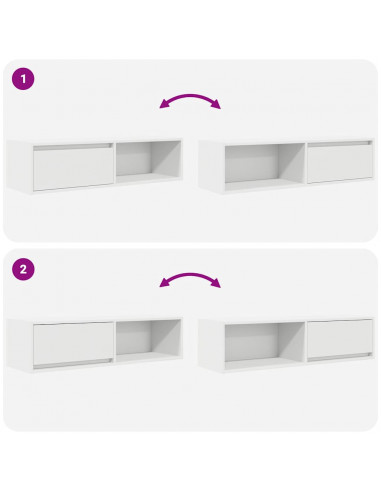 Mobili TV a Parete 2pz Bianchi 100x31x25,5 cm Legno Multistrato