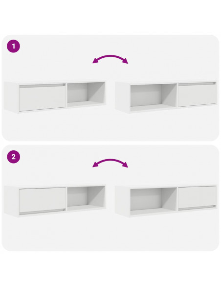 Mobili TV a Parete 2pz Bianchi 100x31x25,5 cm Legno Multistrato