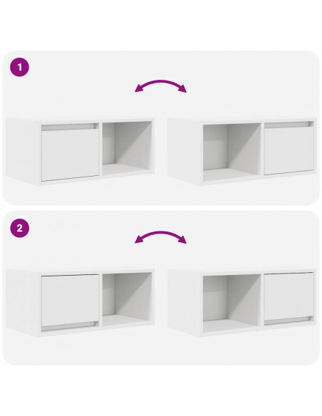 Mobili TV a Parete 2pz Bianchi 60x31x25,5 cm Legno Multistrato