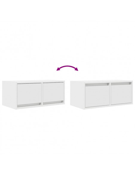 Mobili TV a Parete 2pz Bianchi 60x31x25,5 cm Legno Multistrato