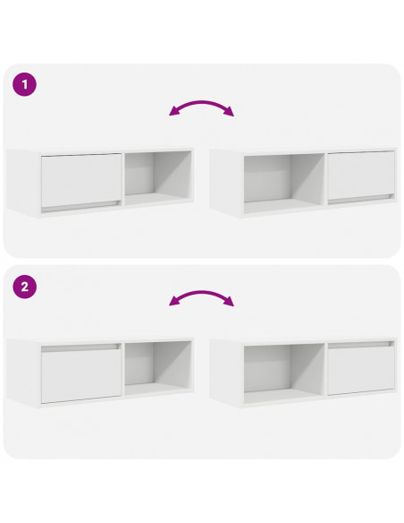 Mobili TV a Parete 2pz Bianchi 80x31x25,5 cm Legno Multistrato