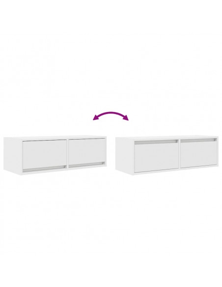 Mobili TV a Parete 2pz Bianchi 80x31x25,5 cm Legno Multistrato