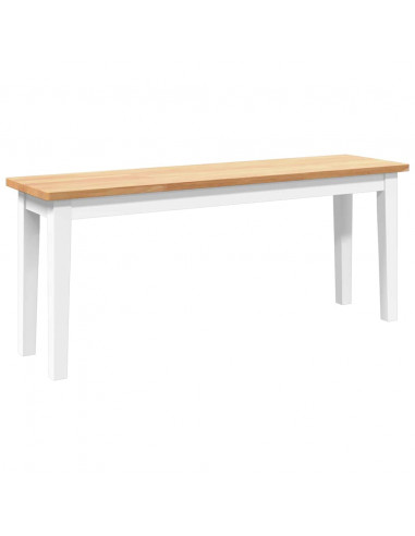 Panca 110 cm Bianco in Legno Massello di Hevea