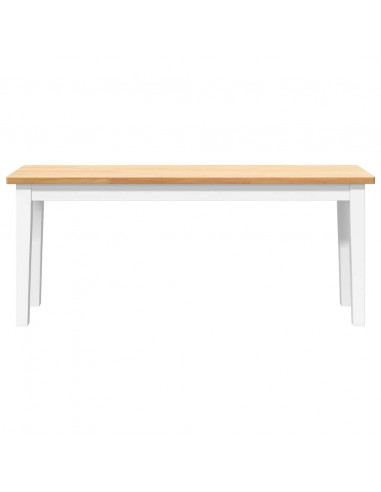 Panca 110 cm Bianco in Legno Massello di Hevea