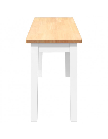 Panca 110 cm Bianco in Legno Massello di Hevea