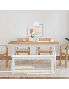 Panca 110 cm Bianco in Legno Massello di Hevea 2