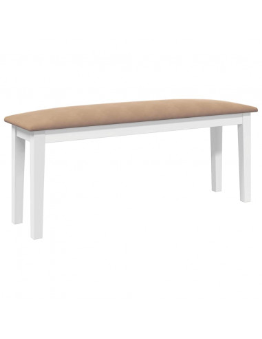 Panca 110 cm Bianco in Legno Massello di Hevea