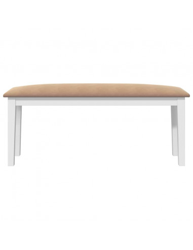 Panca 110 cm Bianco in Legno Massello di Hevea