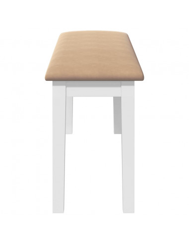 Panca 110 cm Bianco in Legno Massello di Hevea