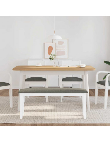 Panca 110 cm Bianco in Legno Massello di Hevea