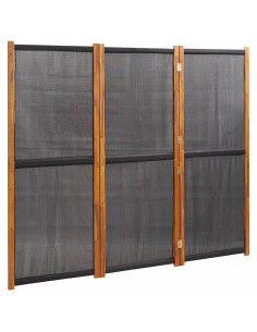 Paravento a 3 Pannelli Nero 210x180 cm 2