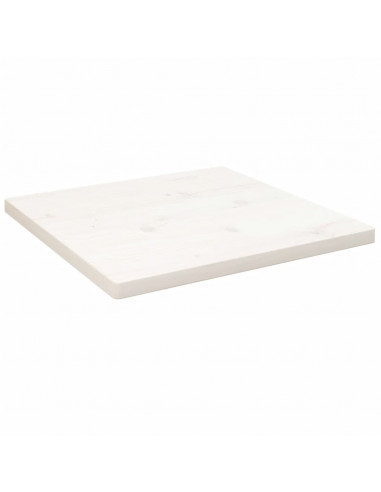 Piano Tavolo Bianco 50x50x2,5cm Legno Massello di Pino Quadrato