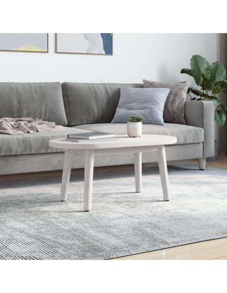 Piano Tavolo Bianco 60x30x2,5cm in Legno Massello di Pino Ovale