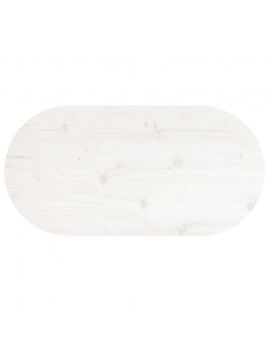 Piano Tavolo Bianco 60x30x2,5cm in Legno Massello di Pino Ovale
