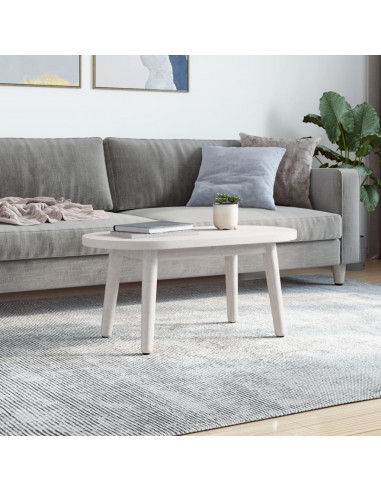 Piano Tavolo Bianco 70x35x2,5cm in Legno Massello di Pino Ovale