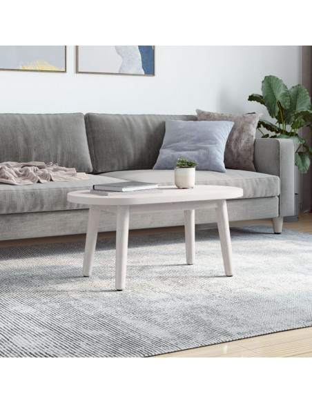 Piano Tavolo Bianco 70x35x2,5cm in Legno Massello di Pino Ovale