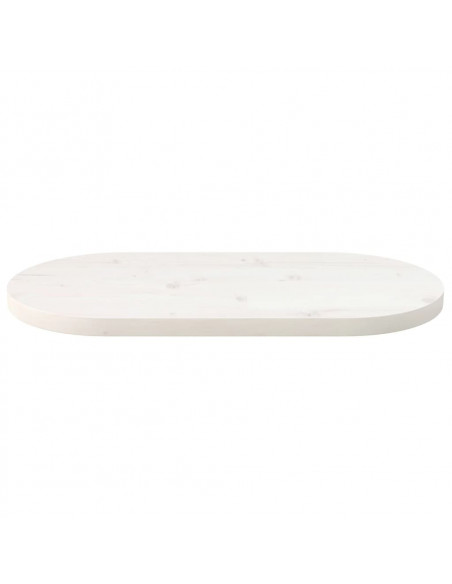 Piano Tavolo Bianco 70x35x2,5cm in Legno Massello di Pino Ovale