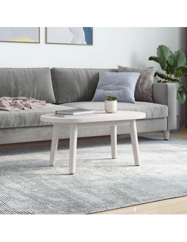 Piano Tavolo Bianco 80x40x2,5cm in Legno Massello di Pino Ovale