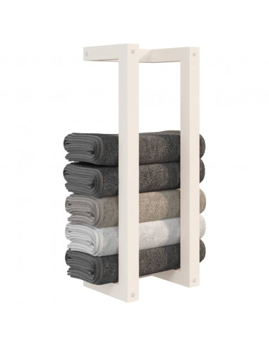 Portasciugamani Bianco 23x18x60 cm in Legno Massello di Pino