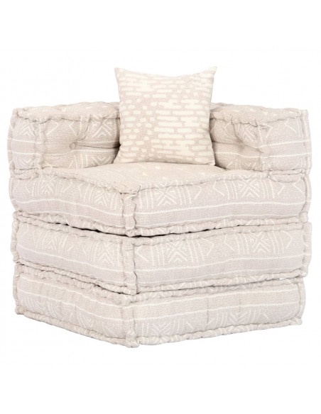 Pouf Modulare a 4 Posti Beige in Tessuto