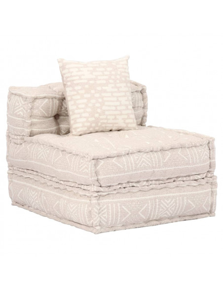 Pouf Modulare a 4 Posti Beige in Tessuto
