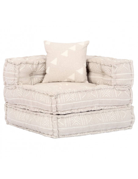 Pouf Modulare a 4 Posti Beige in Tessuto