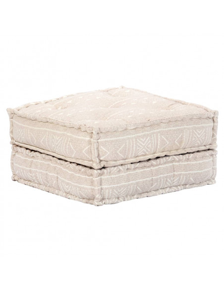 Pouf Modulare a 4 Posti Beige in Tessuto
