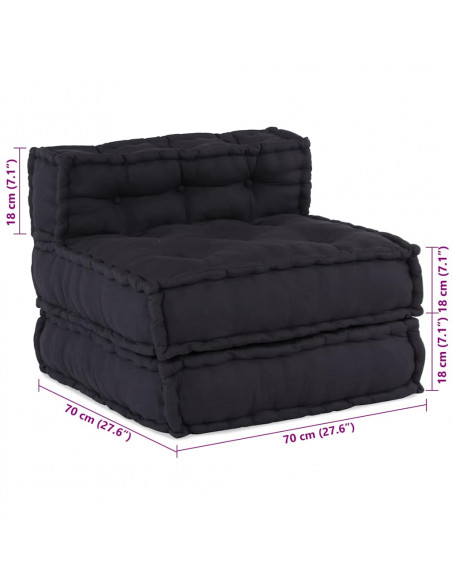 Pouf Modulare Antracite 70x70x54 in Tessuto